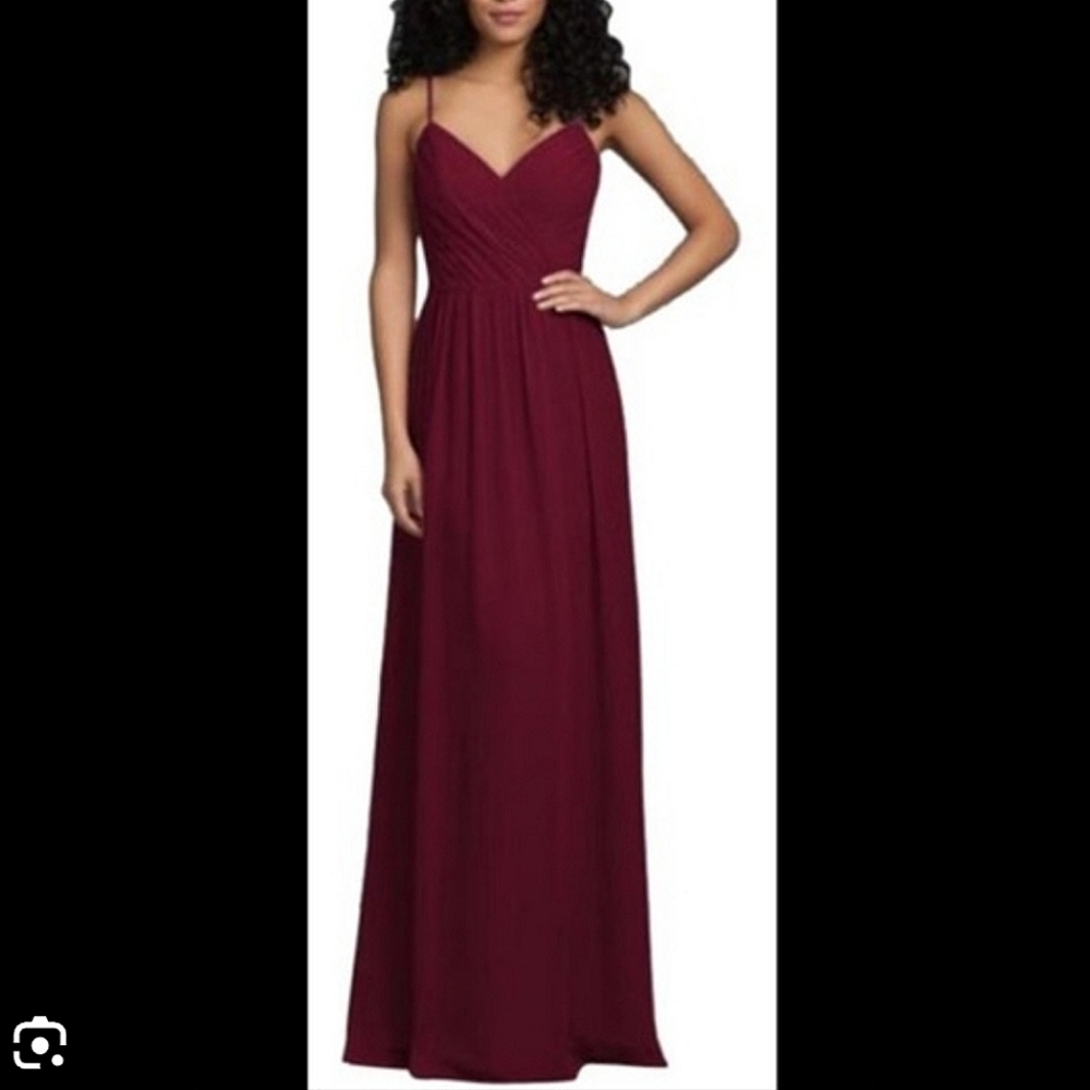 Hayley Paige Occasions Burgundy‎ Chiffon A-Line Gown 52252